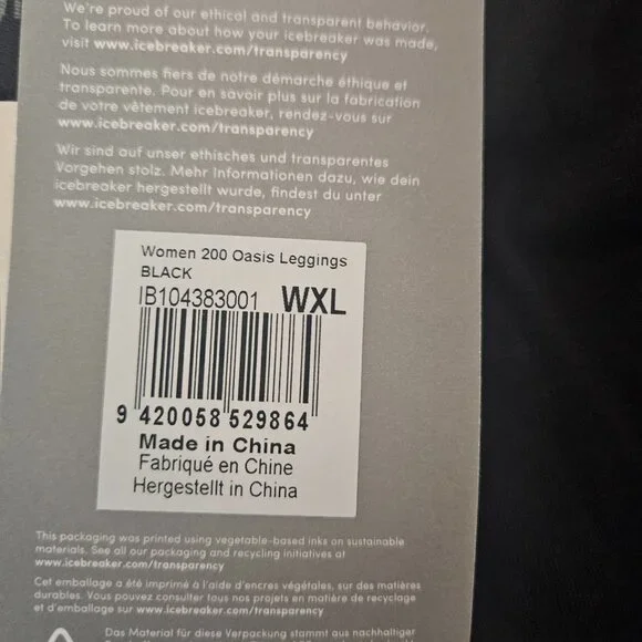 NWT Icebreaker 200 Oasis Leggings Size XL Black Merino Wool Stretch - Picture 5 of 6